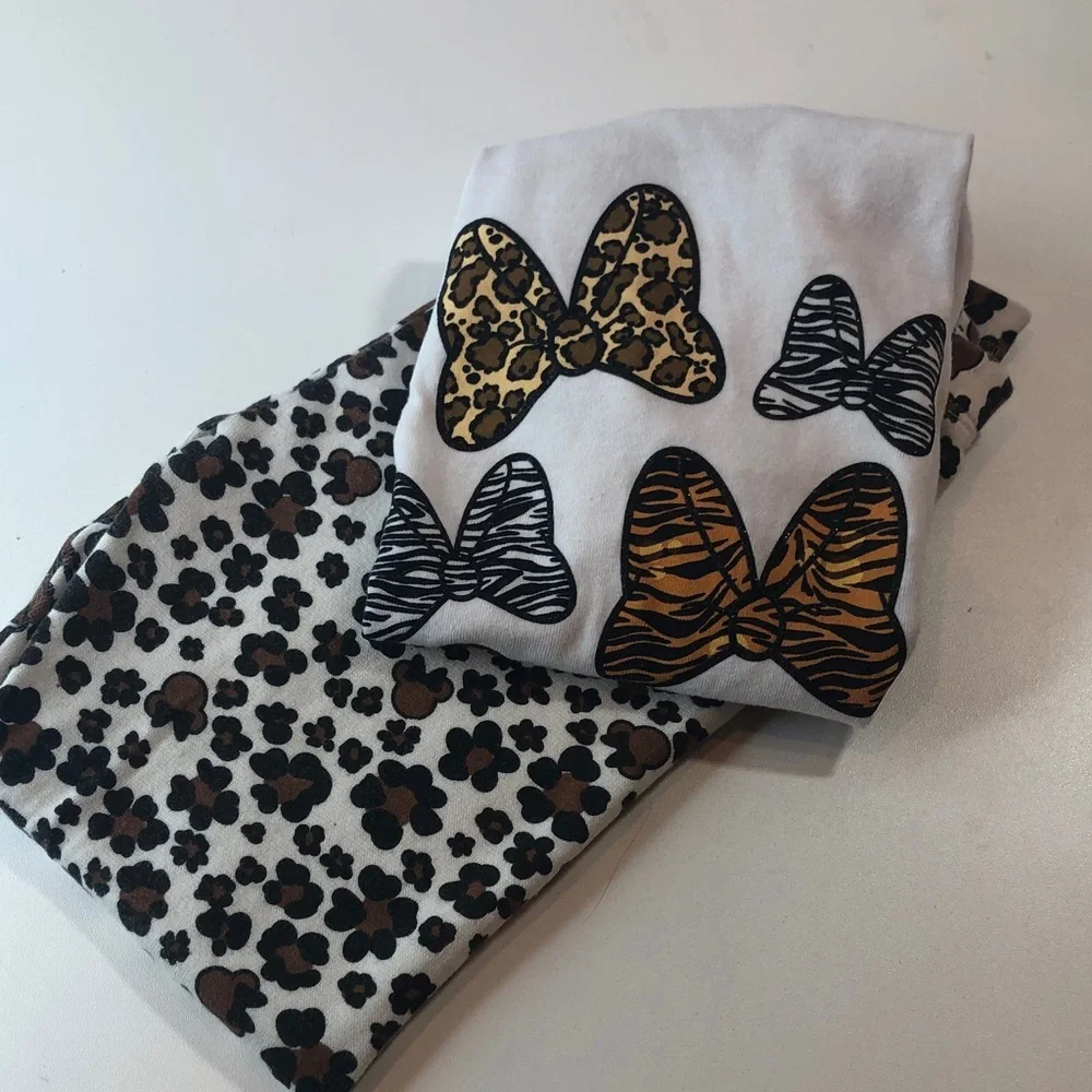 Disney 2 price set Animal Print Bows Tank Top & Leggings Top size Small Pants 5T